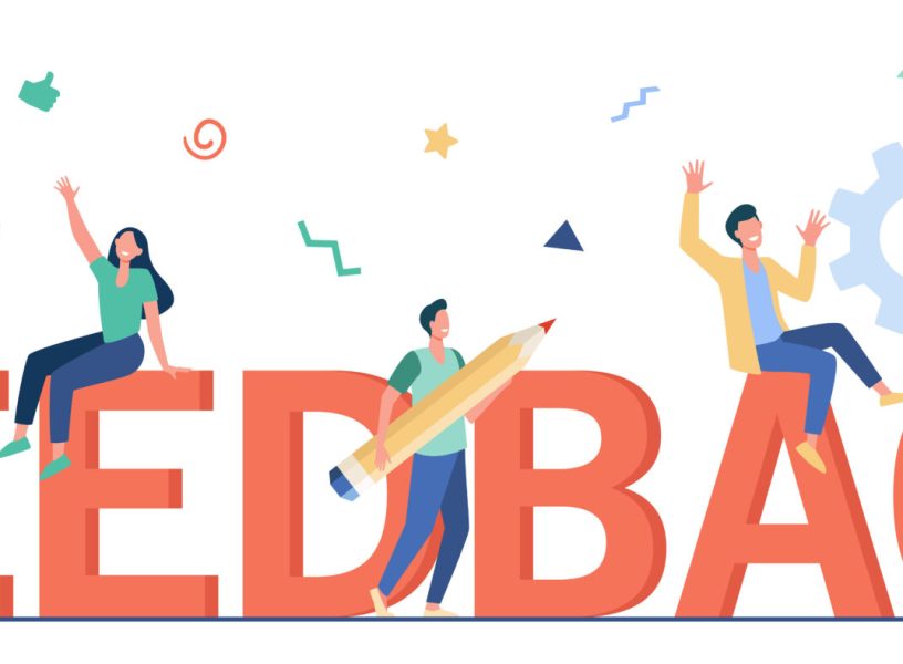 Customer feedback management flat vector illustration Customer feedback management flat vector illustration. Cartoon happy tiny people voting and giving review to company service. CRM